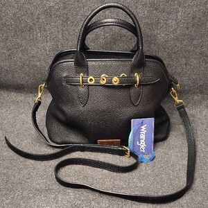 Wrangler Black Satchel with Gold Accents